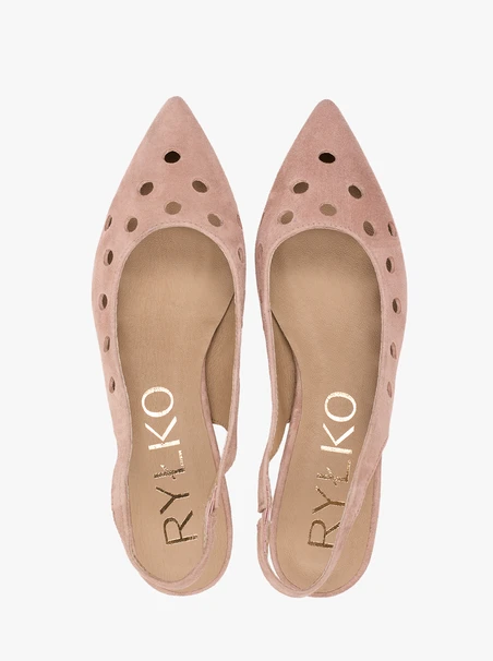 Dreckig rosafarbene Slingback-Pumps ohne Absatz mit Cut-out