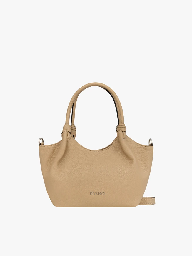 Beige leicht zerknitterte Handtasche
