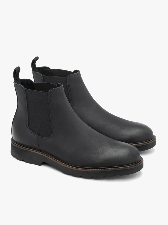 Schwarze Nubukleder-Pantoffeln