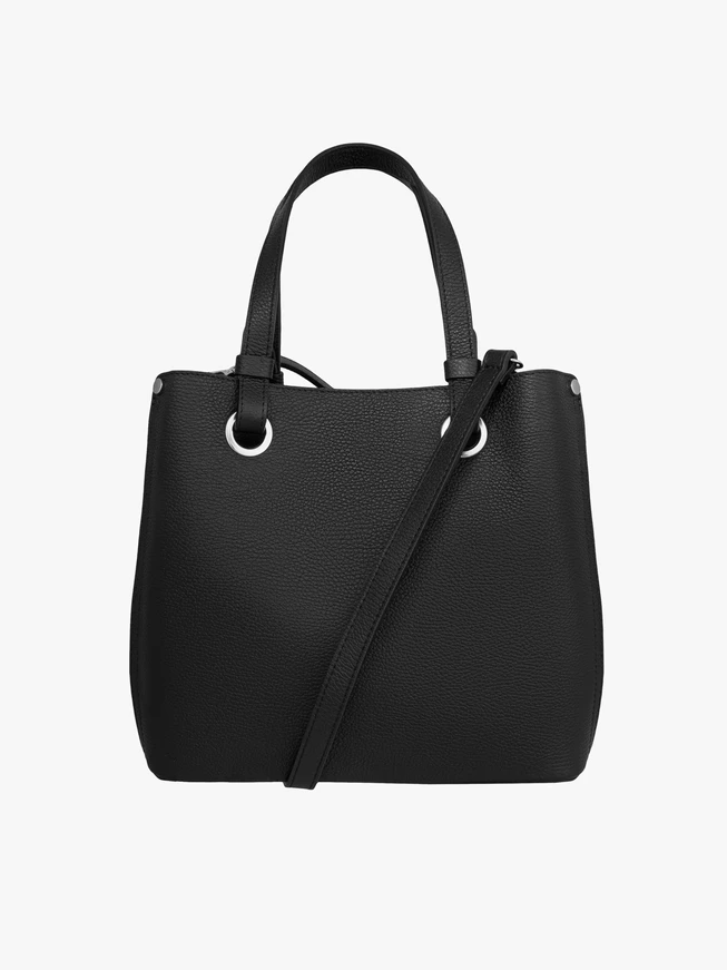 Handtasche aus schwarzem Leder und Velours