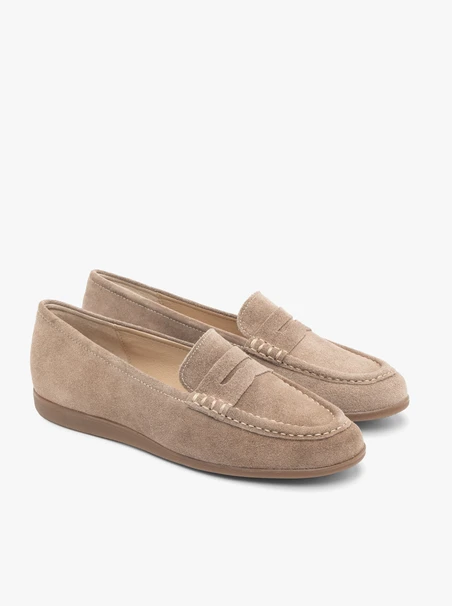 Mokassins aus sandfarbenem Veloursleder