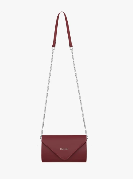 Kastanienbraune Leder-Clutch-Tasche