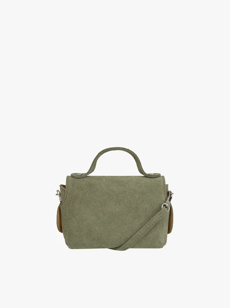 Kleine grüne Velourslederhandtasche