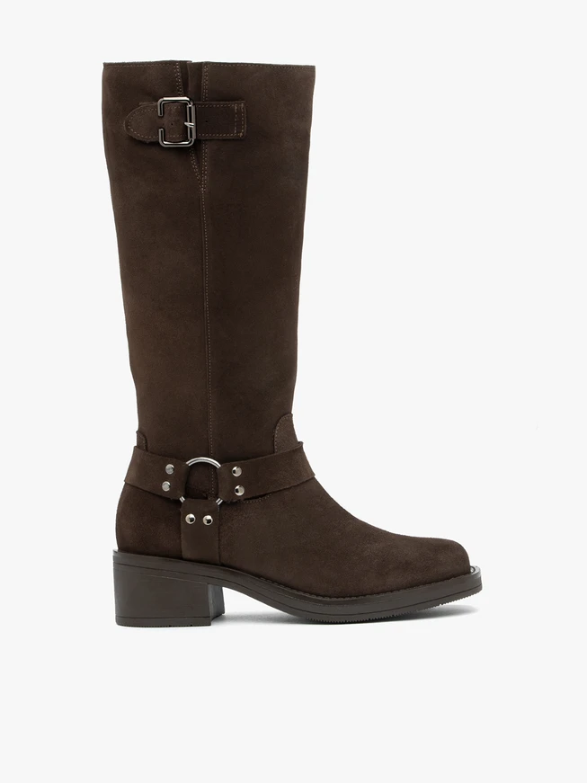 Dunkelbraune Biker-Stiefel