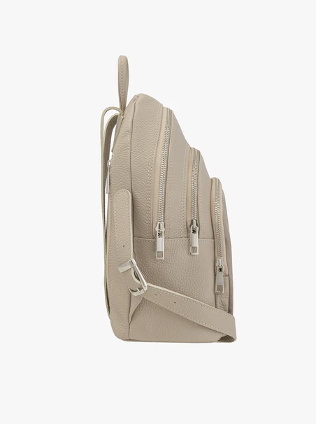 Beigefarbener Rucksack aus Leder und Velours