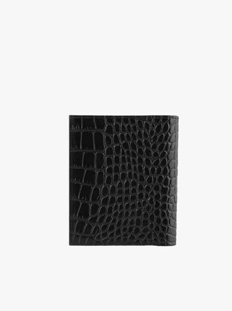 Schwarzes Portemonnaie mit Krokodilledertextur