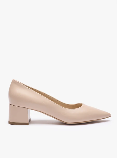 Beigefarbene Velours-Pumps