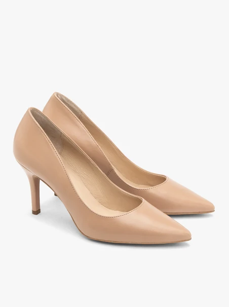 Beigefarbene Stiletto-Pumps