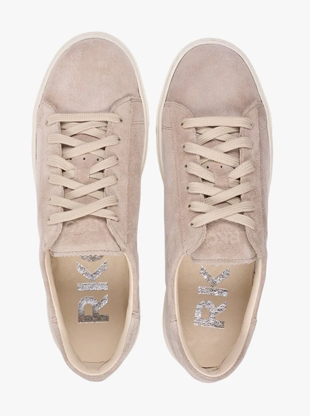 Sandfarbene Veloursleder-Sneakers