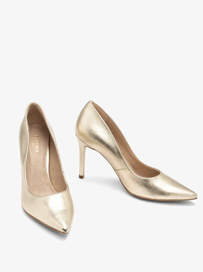 Goldfarbene hohe Stiletto-Pumps