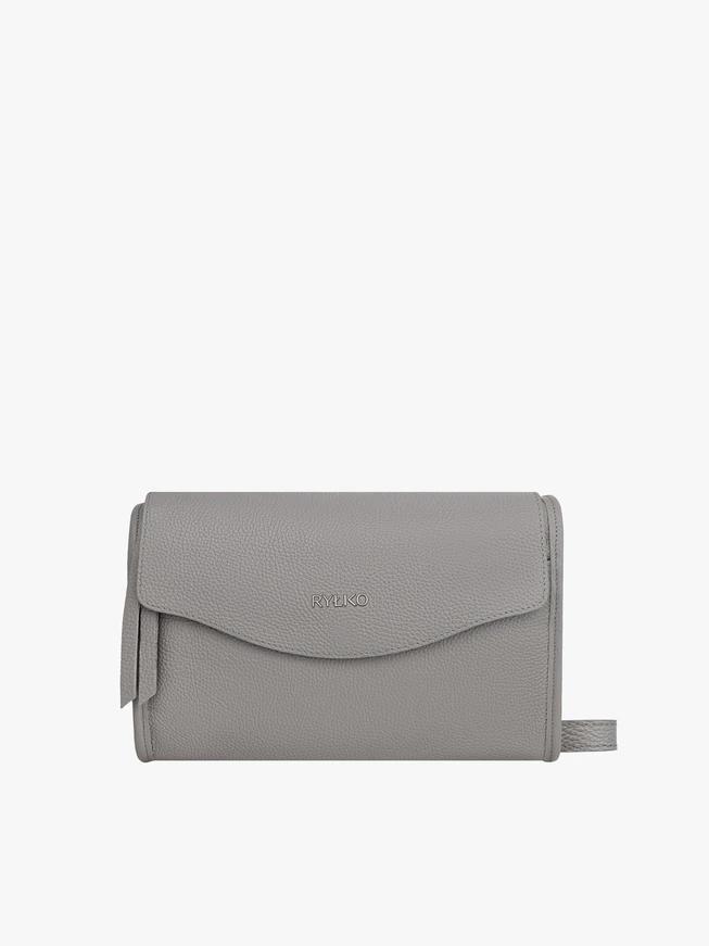 Hellgraue Lederhandtasche