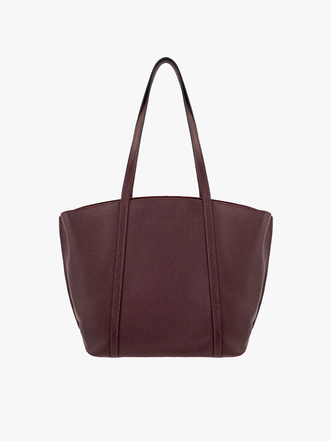 Kastanienbraune geräumige A4 Shopper-Tasche aus Vollnarbenleder