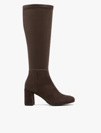 Dunkelbraune Stiefel mit breitem, elastischem Schaft