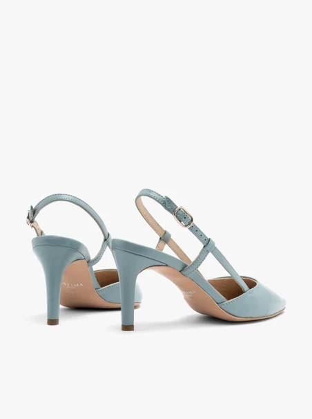 Blaue Slingback-Pumps