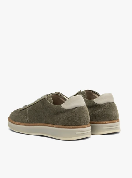 Olive-weiße Schnürhalbschuhe