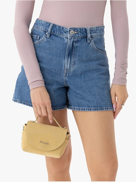 Leuchtend gelbe kleine Velours-Handtasche