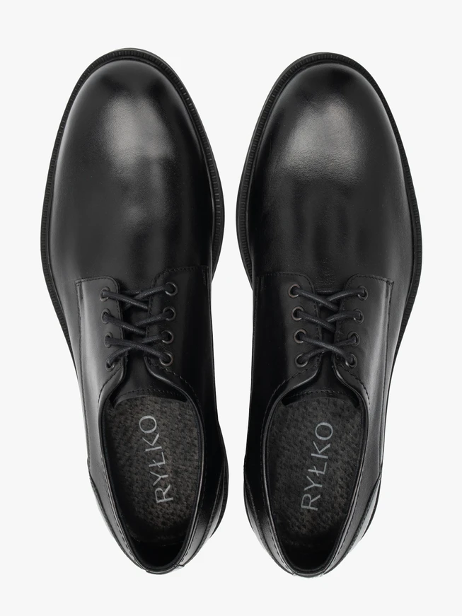 Schwarze Herren Schnürhalbschuhe aus Leder