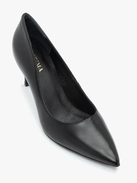 Schwarze Stiletto-Pumps aus Leder