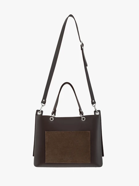 Dunkelbraune große A4-Handtasche