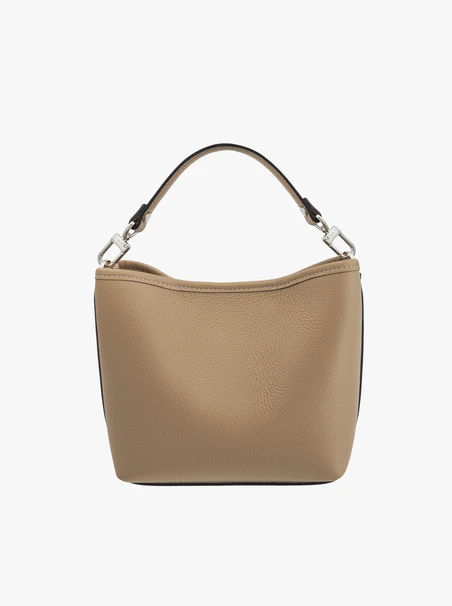 Beigefarbene Handtasche aus Leder und Velours