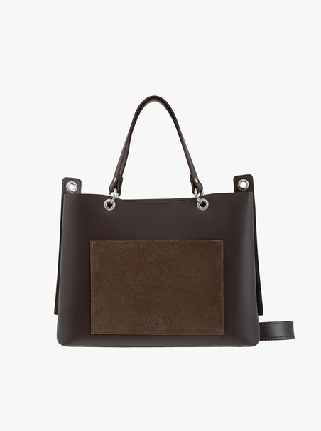 Dunkelbraune große A4-Handtasche