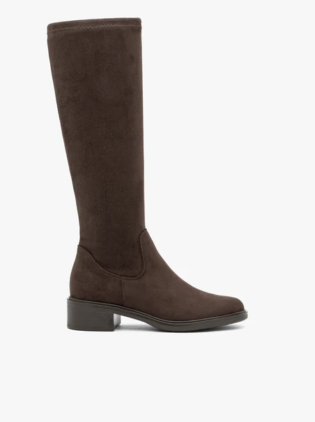 Dunkelbraune Stiefel mit elastischem Schaft