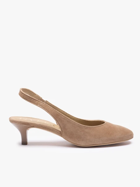 Hellbraune Slingback-Pumps ohne Absatz
