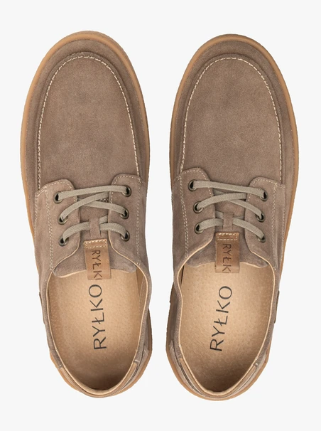 Beigefarbene Schnürhalbschuhe