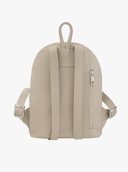 Beigefarbener Rucksack aus Leder und Velours