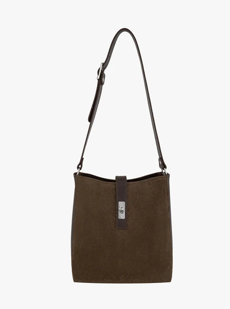 Dunkelbraune mittelgroße Tasche mit Schnalle