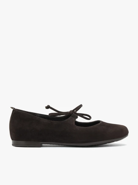Dunkelbraune Schnür-Ballerinas
