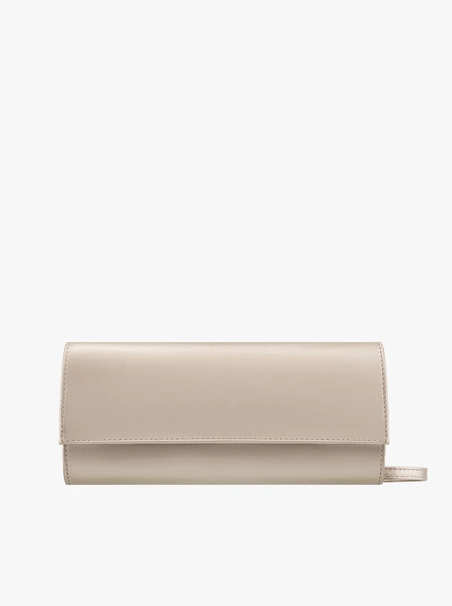 Längliche Platin-Clutch-Tasche mit Kette