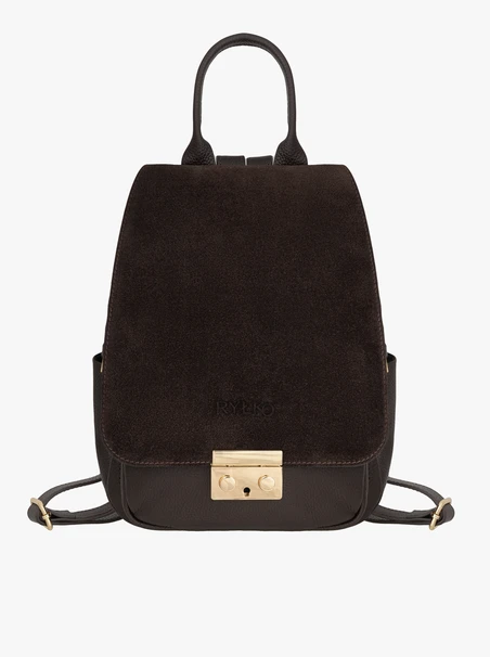 Brauner Lederrucksack mit goldener Schnalle