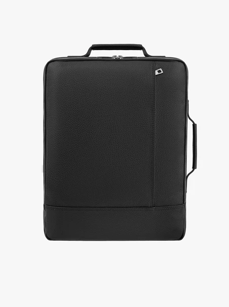 Schwarzer Leder A4 Rucksack für Laptop Handgepäck