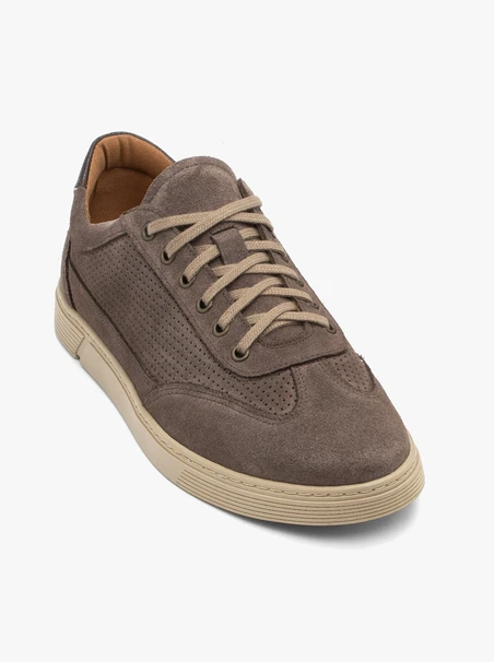 Dunkelbraune Veloursleder Schnürhalbschuhe