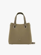 Handtasche aus olivfarbenem Leder und Velours