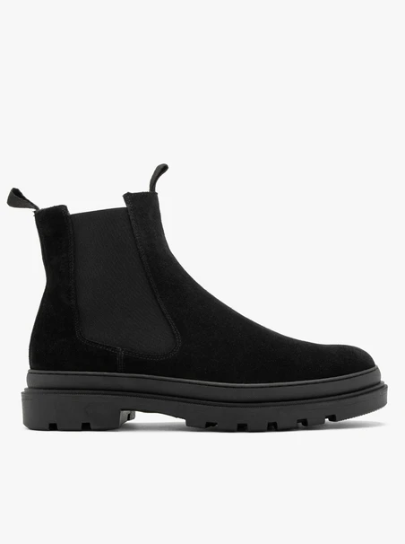 Herrenstiefel aus Veloursleder mit dicker Sohle