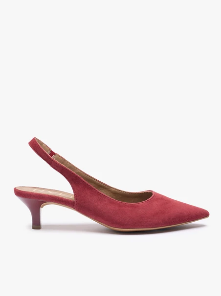 Kastanienbraune Slingback-Pumps ohne Absatz