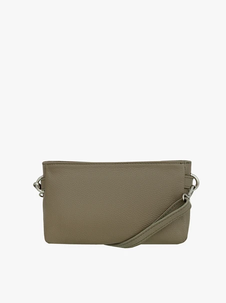 Kleine Lederhandtasche in Olive