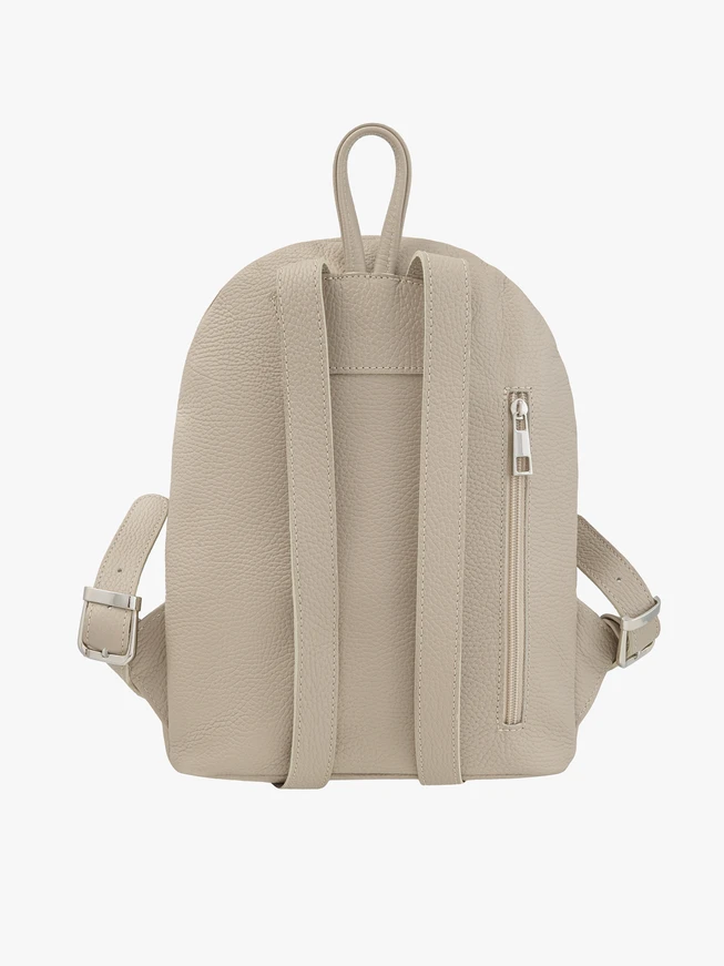 Beigefarbener Rucksack aus Leder und Velours