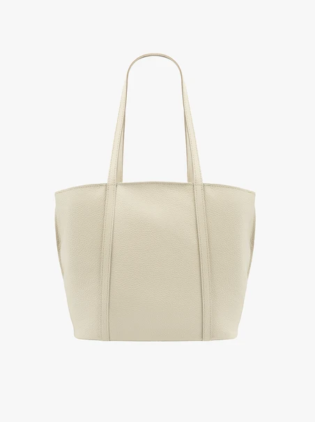Geräumige A4 Shopper-Tasche aus Vollnarbenleder in Creme