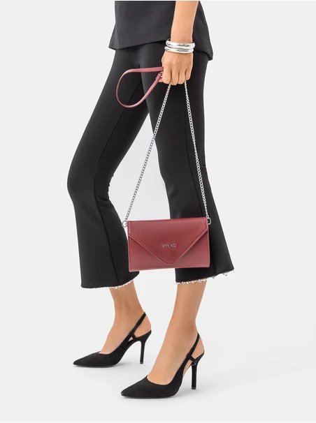 Kastanienbraune Leder-Clutch-Tasche
