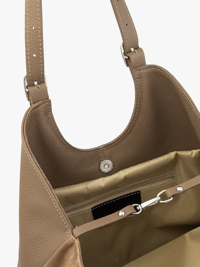 Dunkelbeige große Shopper-Tasche