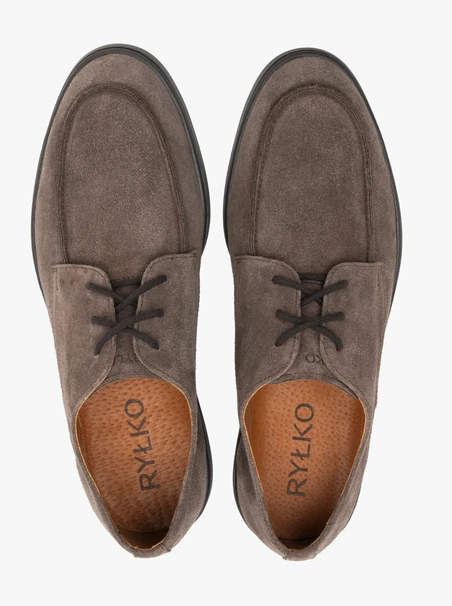 Halbschuhe aus grauem Veloursleder