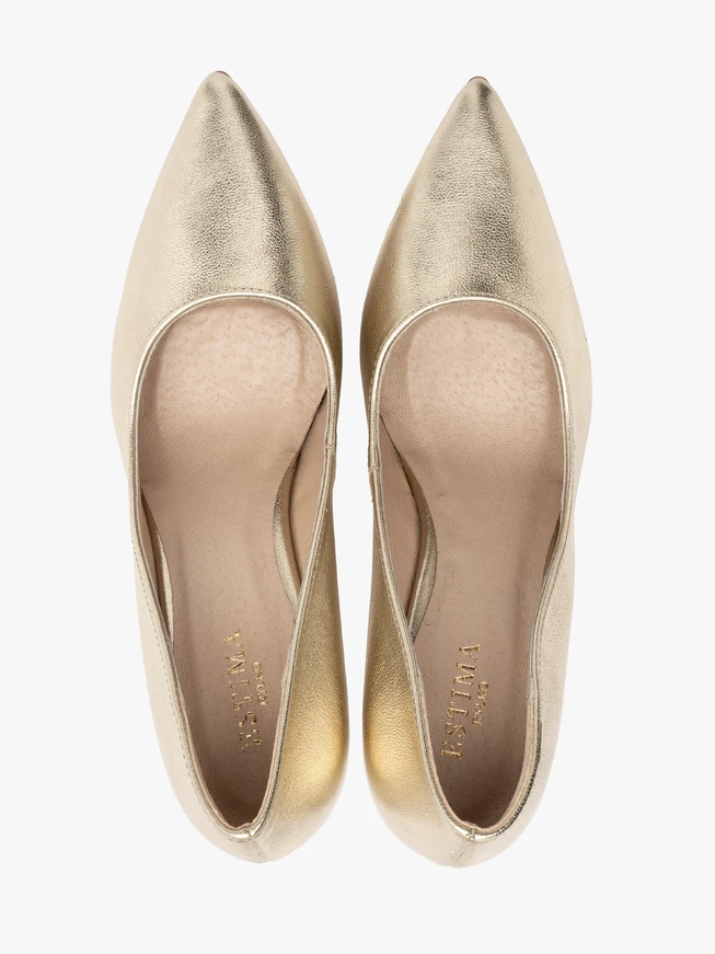 Goldfarbene hohe Stiletto-Pumps
