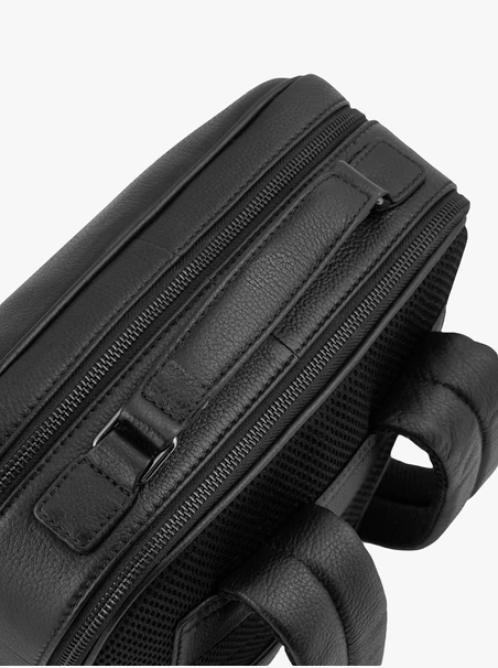 Schwarzes Leder Laptop Rucksack Tasche