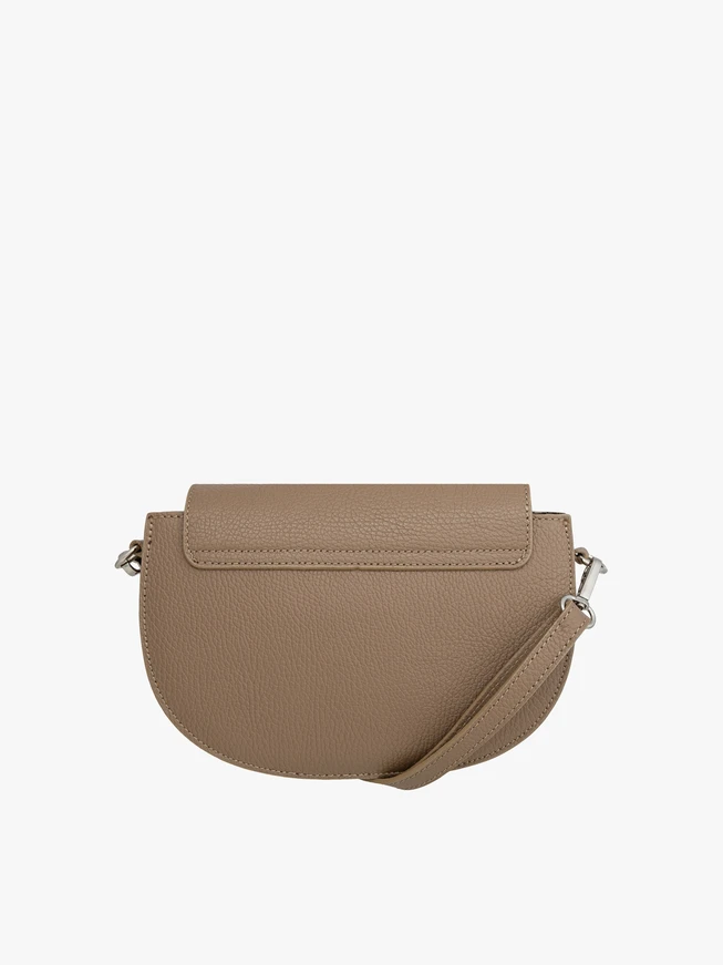 Dunkelbeige Handtasche mit dekorativer Schnalle