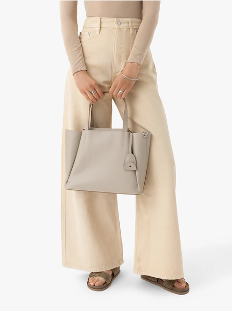 Beige große A4 Handtasche