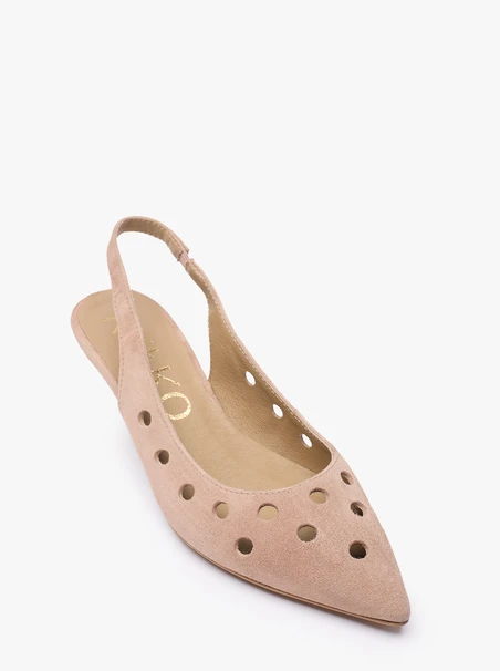 Dreckig rosafarbene Slingback-Pumps ohne Absatz mit Cut-out