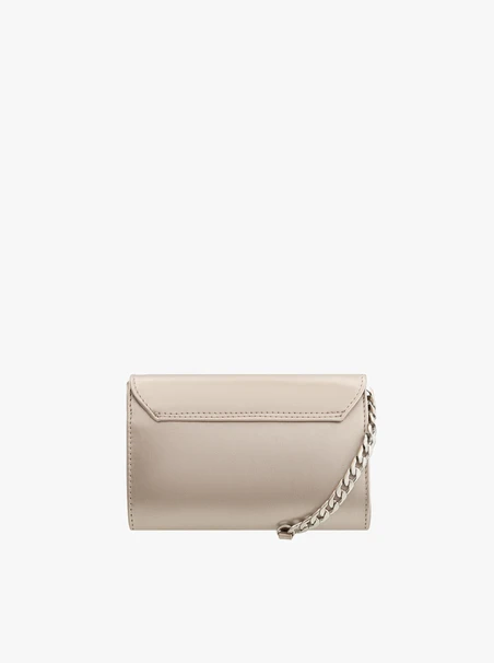 Platinfarbene Leder-Clutch-Tasche mit Kette